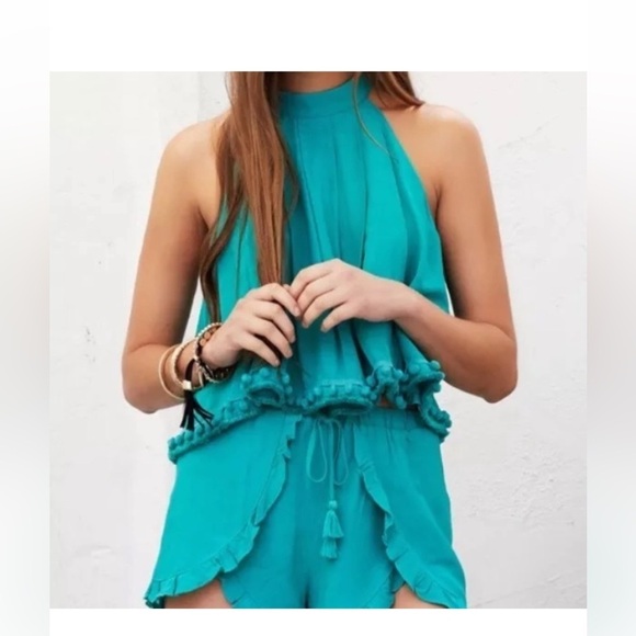 NWT Lovers+ Friends Pom Pom Halter Neck Top Beachy Resort Holiday , size S - Picture 10 of 12